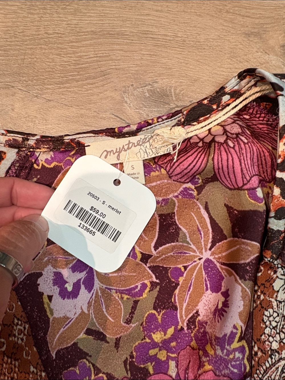 MYSTREE BOHO LEOPARD/FLORAL BLOUSE - Picture 3 of 3